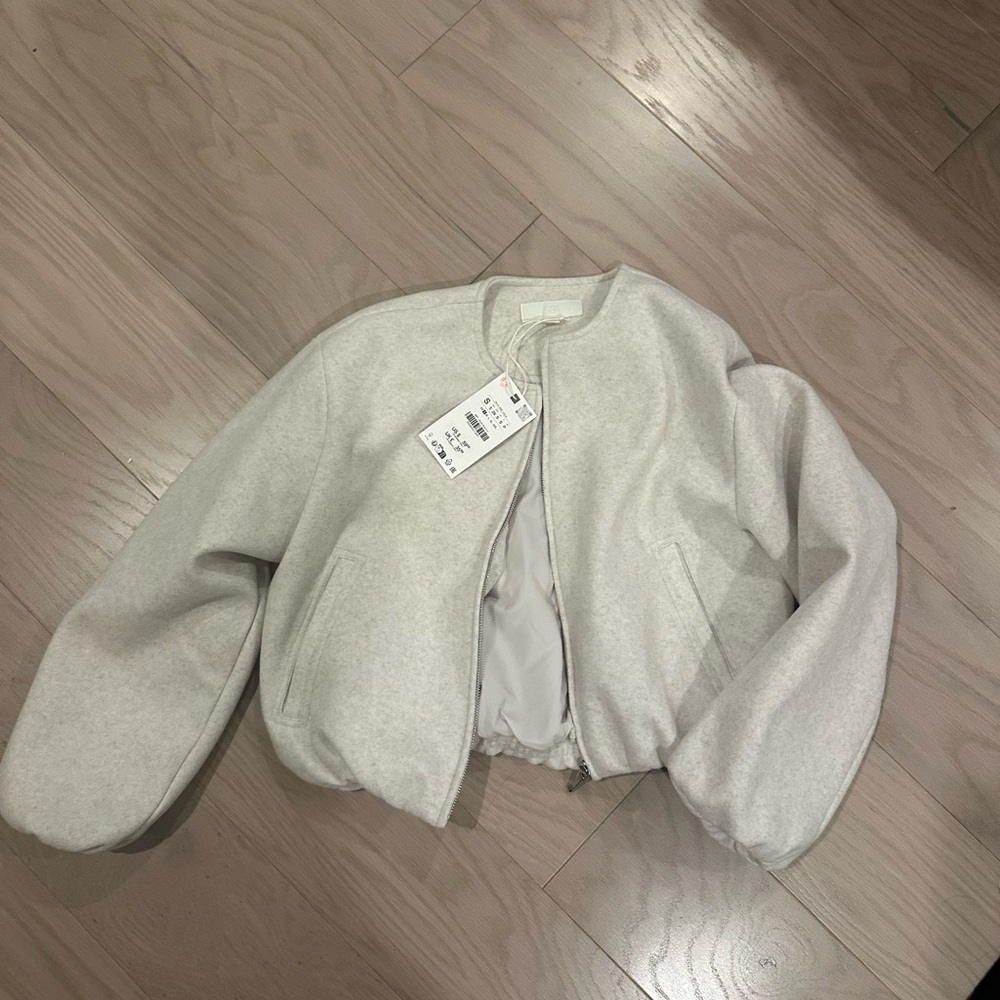 Beige Bomber Jacket